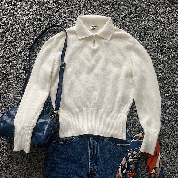 Vintage Sweaters - Vintage angora polo-sweate